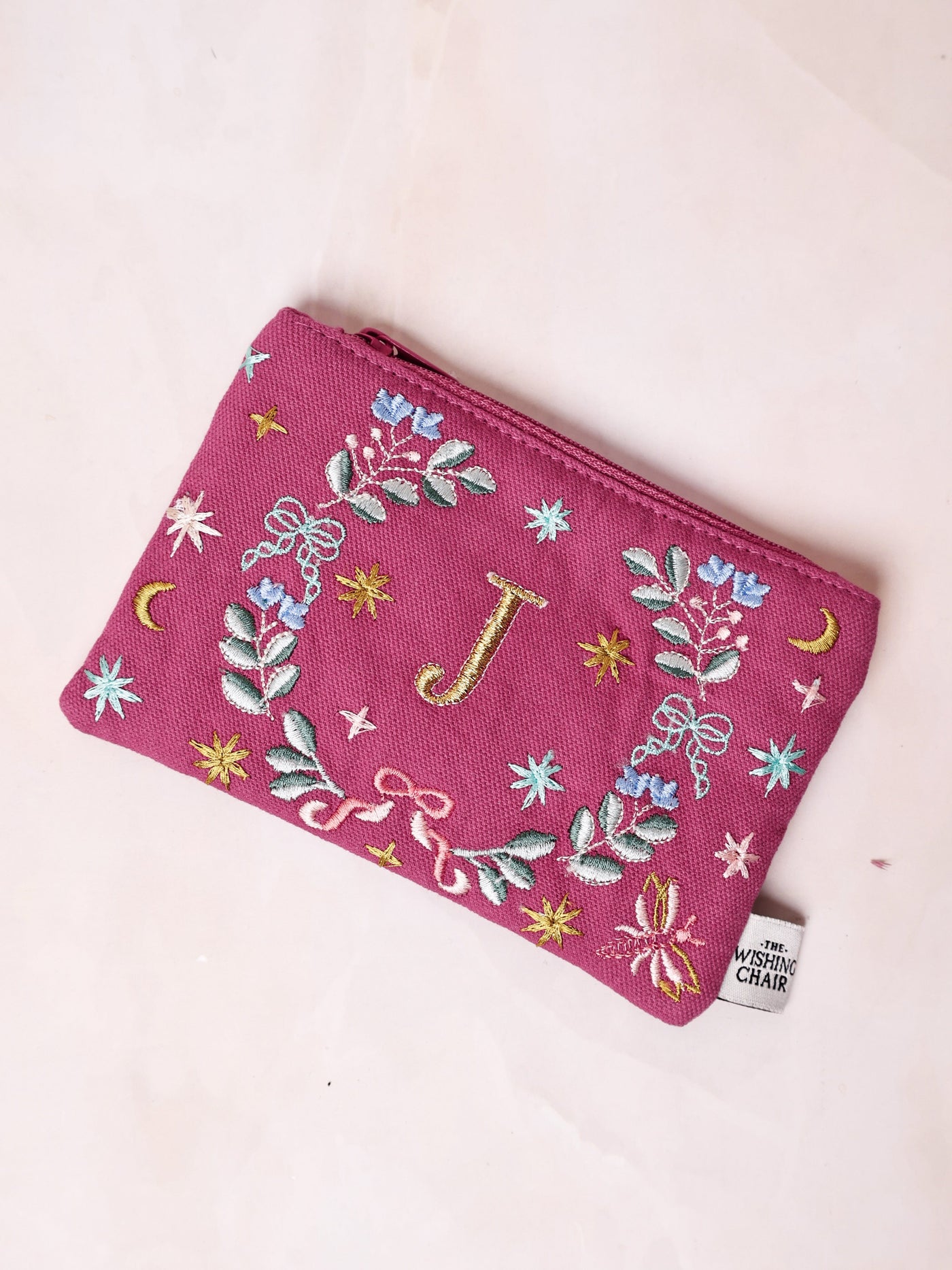 18658-J Secret Garden Embroidered Monogram Coin Pouch