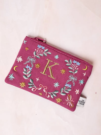 18658-K Secret Garden Embroidered Monogram Coin Pouch