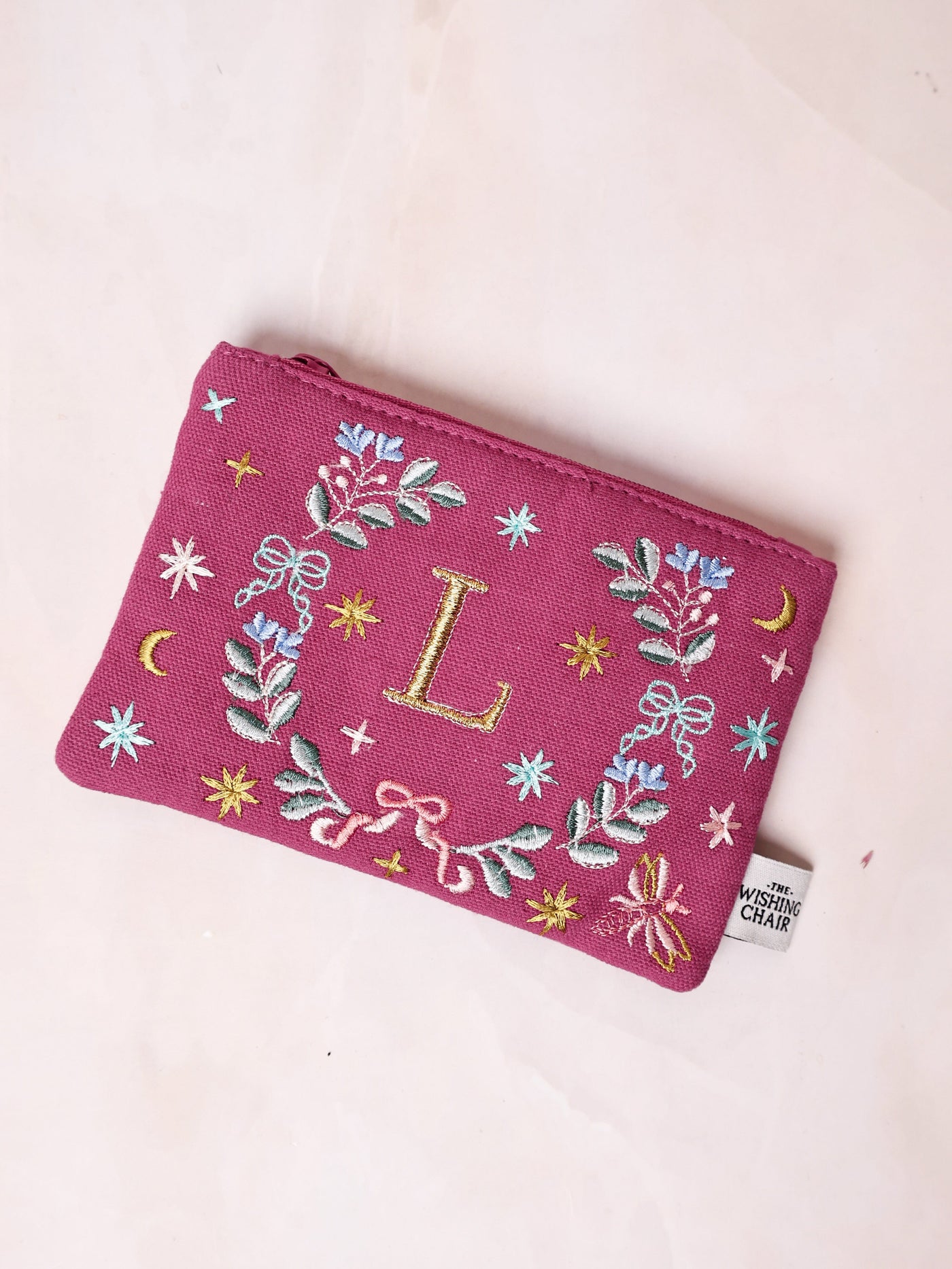 18658-L Secret Garden Embroidered Monogram Coin Pouch