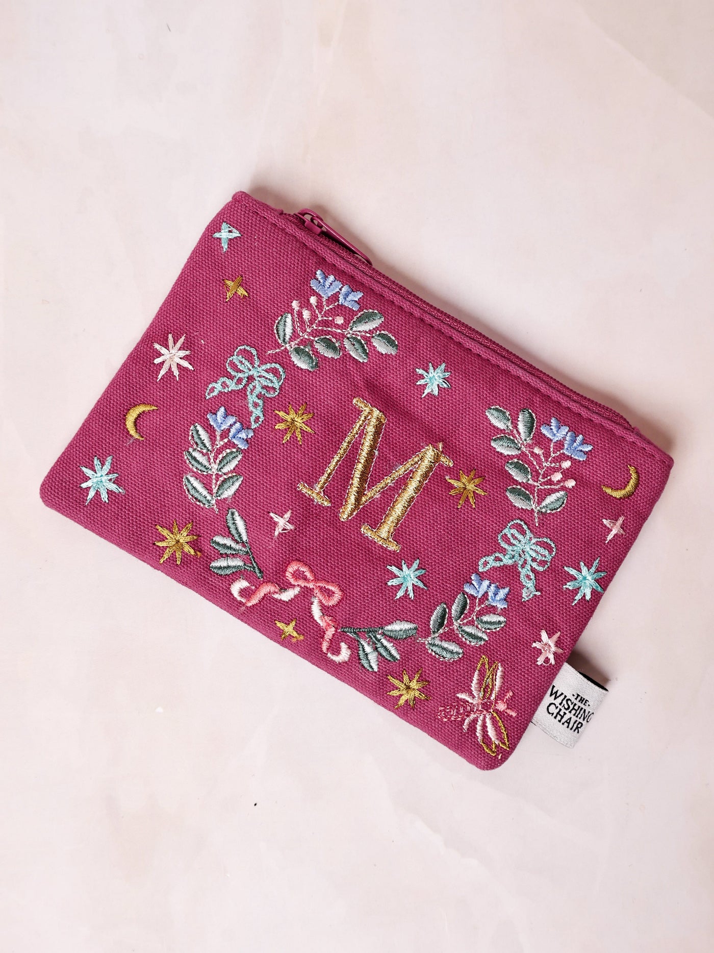 18658-M Secret Garden Embroidered Monogram Coin Pouch