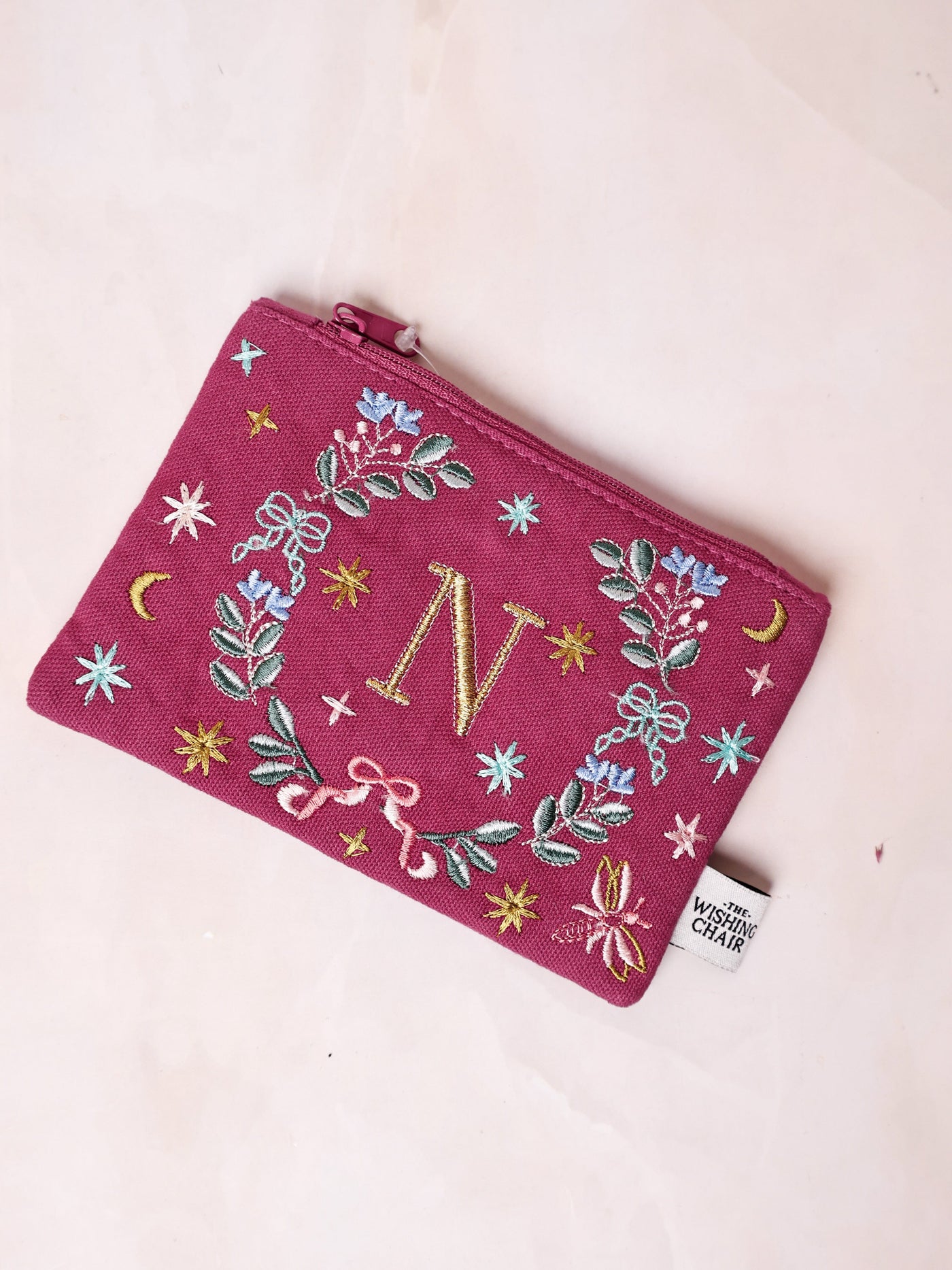 18658-N Secret Garden Embroidered Monogram Coin Pouch