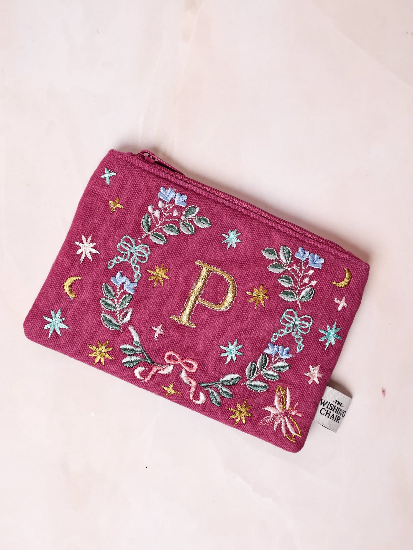 18658-P Secret Garden Embroidered Monogram Coin Pouch