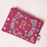 Monogram R - Secret Garden Embroidered Monogram Coin Pouch | The Wishing Chair