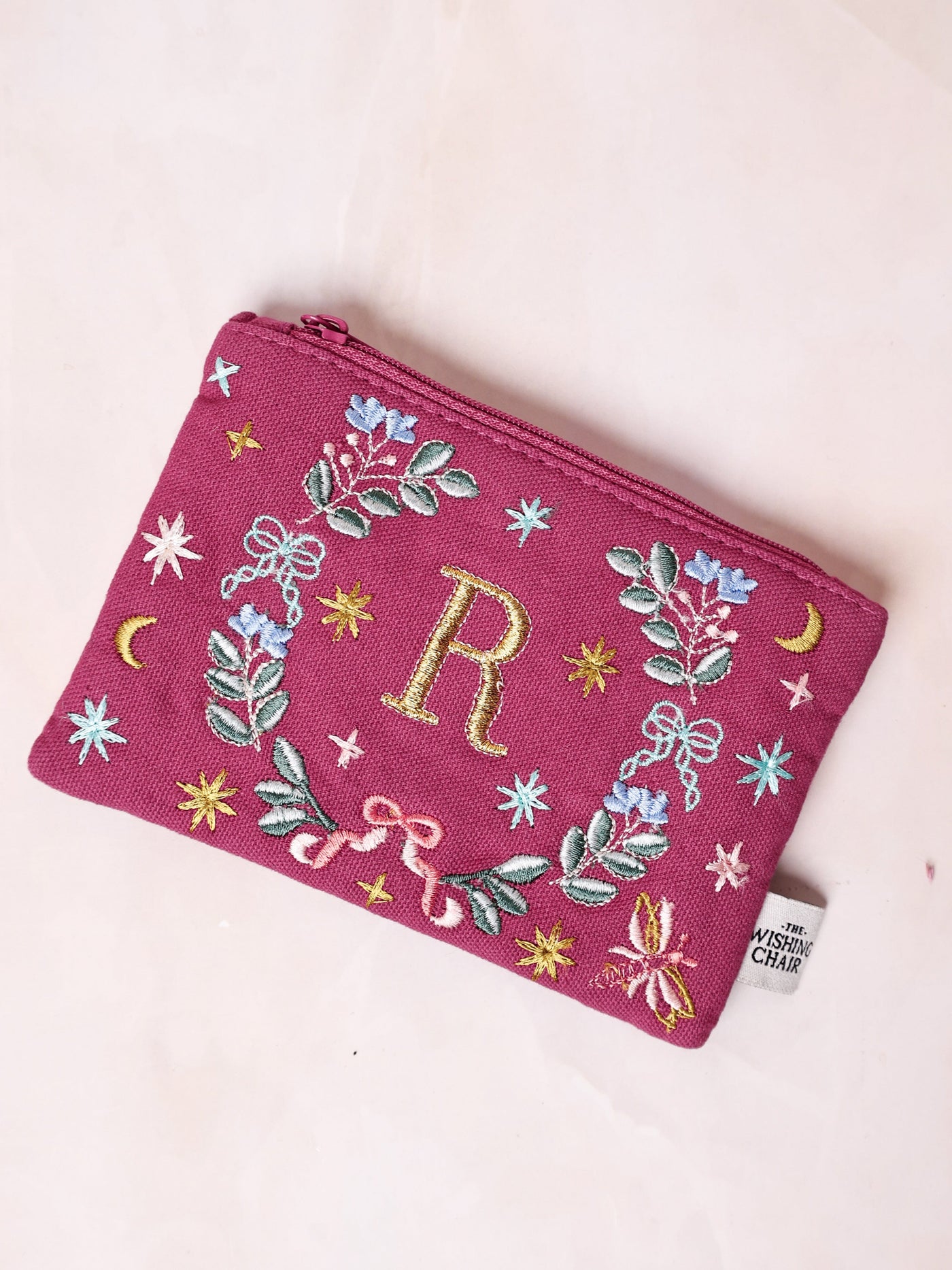 18658-R Secret Garden Embroidered Monogram Coin Pouch