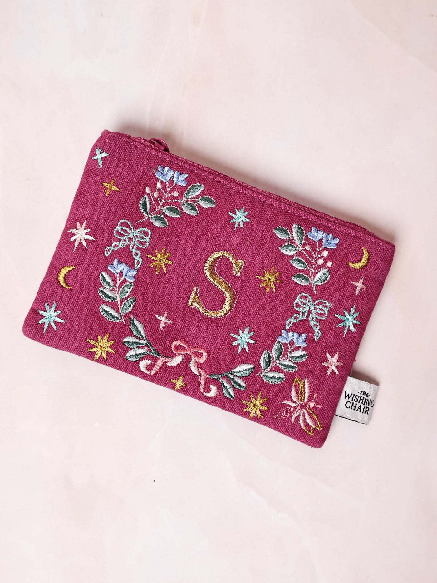 18658-S Secret Garden Embroidered Monogram Coin Pouch