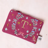 Monogram T - Secret Garden Embroidered Monogram Coin Pouch | The Wishing Chair