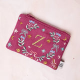 Monogram Z - Secret Garden Embroidered Monogram Coin Pouch | The Wishing Chair
