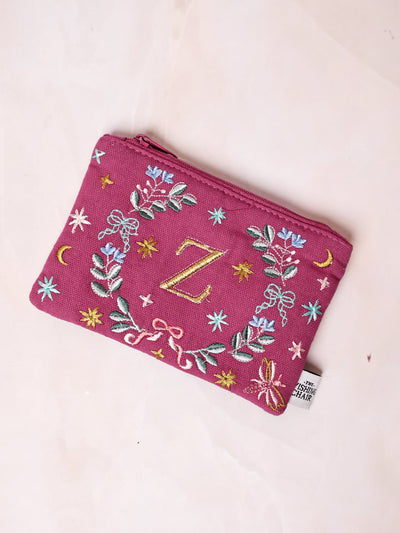18658-Z Secret Garden Embroidered Monogram Coin Pouch