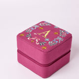 Monogram A - Secret Garden Embroidered Monogram Mini Jewellery Box | The Wishing Chair