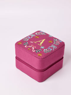 Monogram A - Secret Garden Embroidered Monogram Mini Jewellery Box | The Wishing Chair