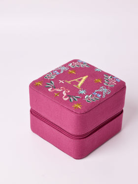 18659-A Secret Garden Embroidered Monogram Mini Jewellery Box