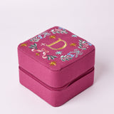 Monogram D - Secret Garden Embroidered Monogram Mini Jewellery Box | The Wishing Chair