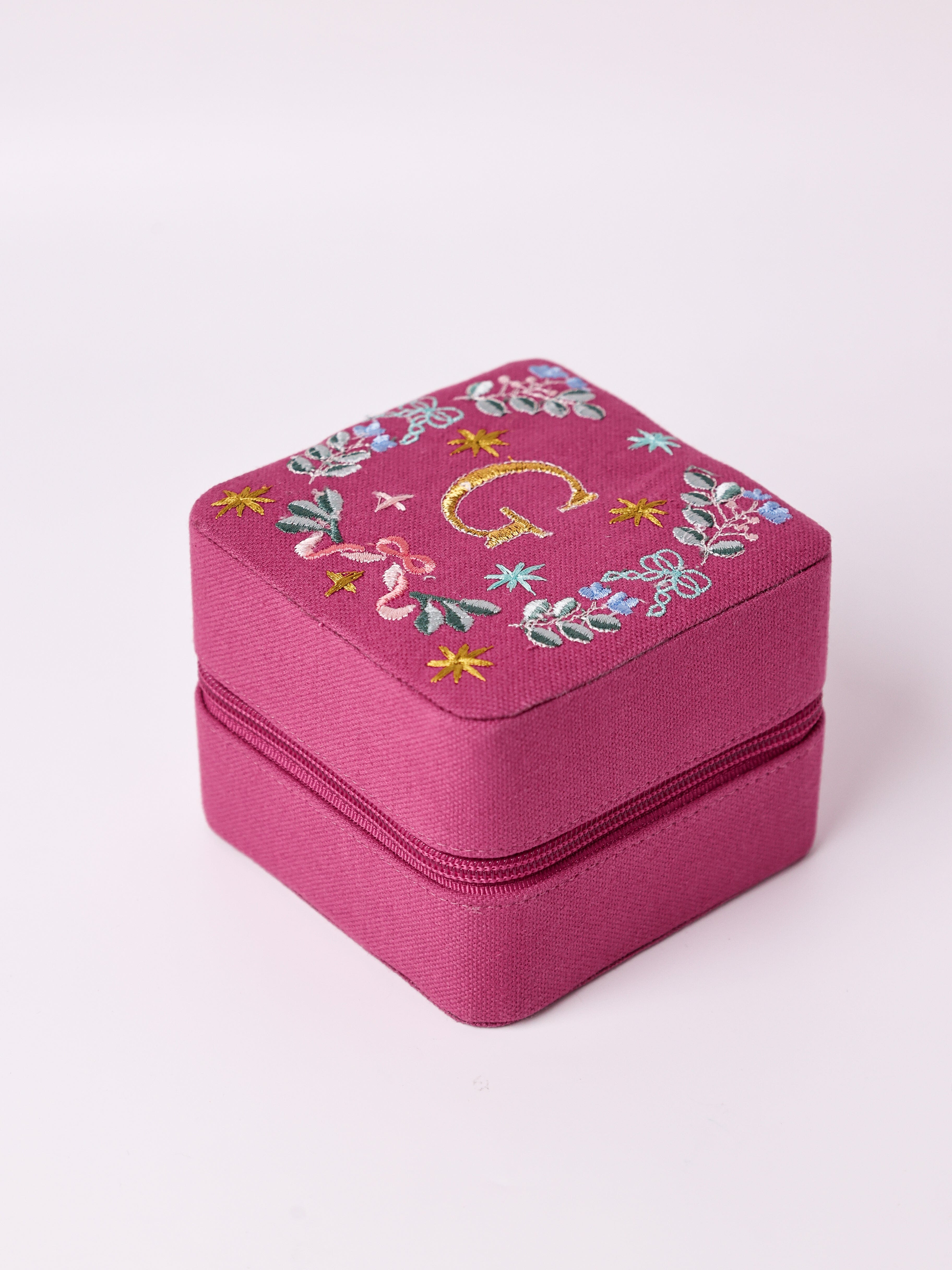 Monogram G - Secret Garden Embroidered Monogram Mini Jewellery Box | The Wishing Chair