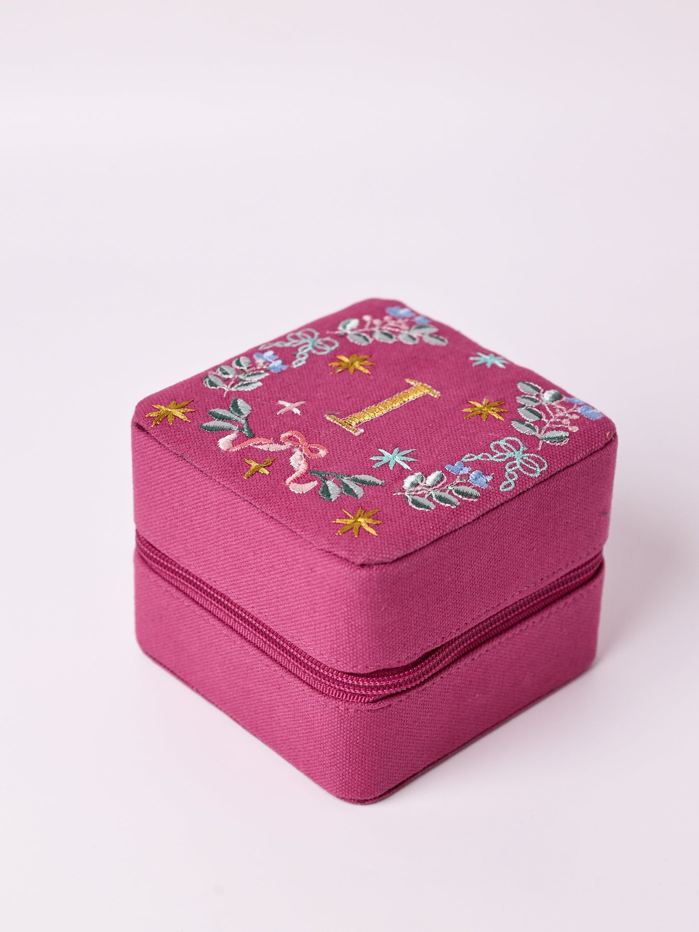 18659-I Secret Garden Embroidered Monogram Mini Jewellery Box