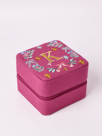 18659-K Secret Garden Embroidered Monogram Mini Jewellery Box
