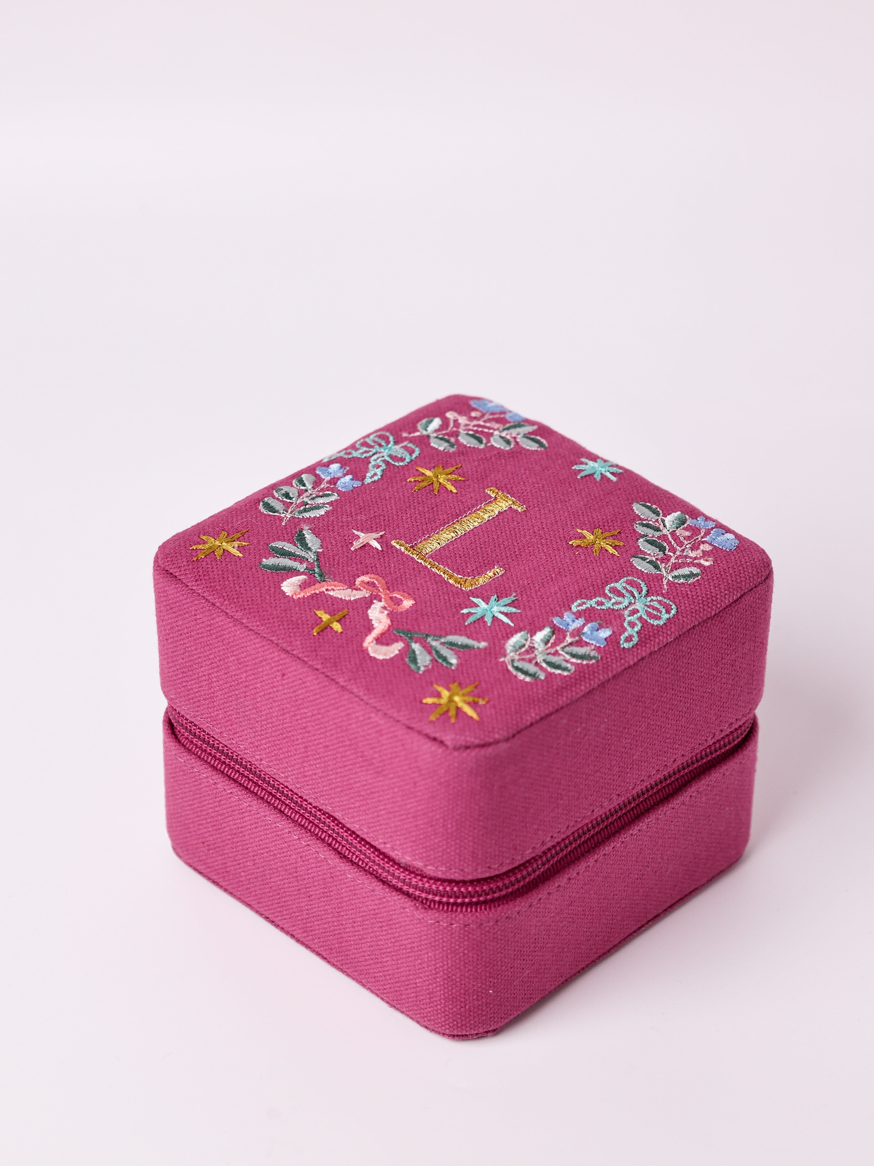 Monogram L - Secret Garden Embroidered Monogram Mini Jewellery Box | The Wishing Chair
