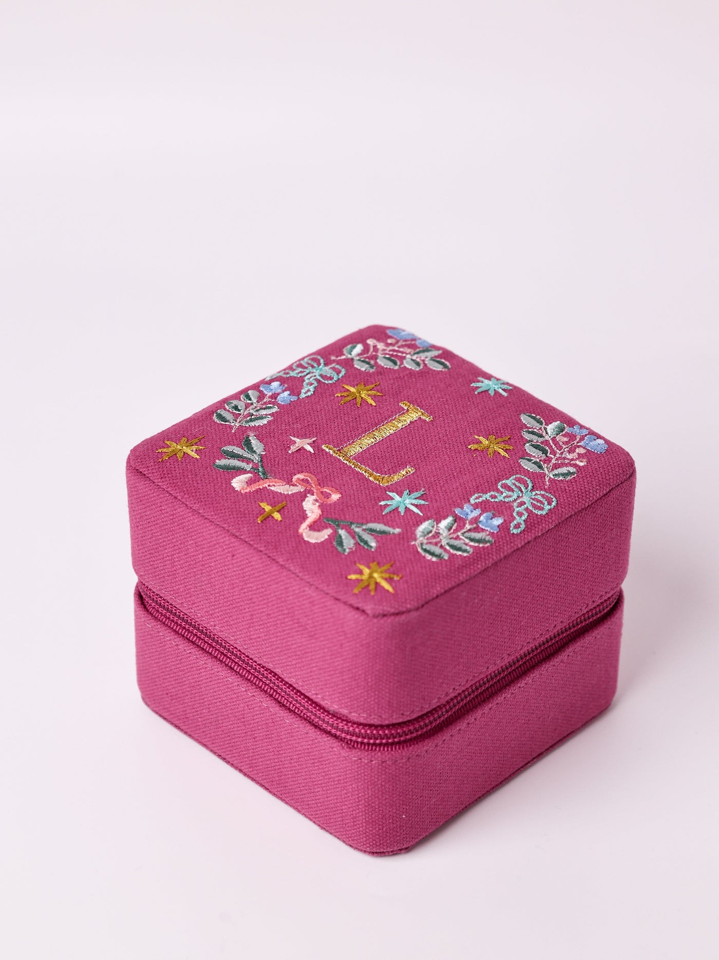 18659-L Secret Garden Embroidered Monogram Mini Jewellery Box