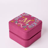 Monogram M - Secret Garden Embroidered Monogram Mini Jewellery Box | The Wishing Chair
