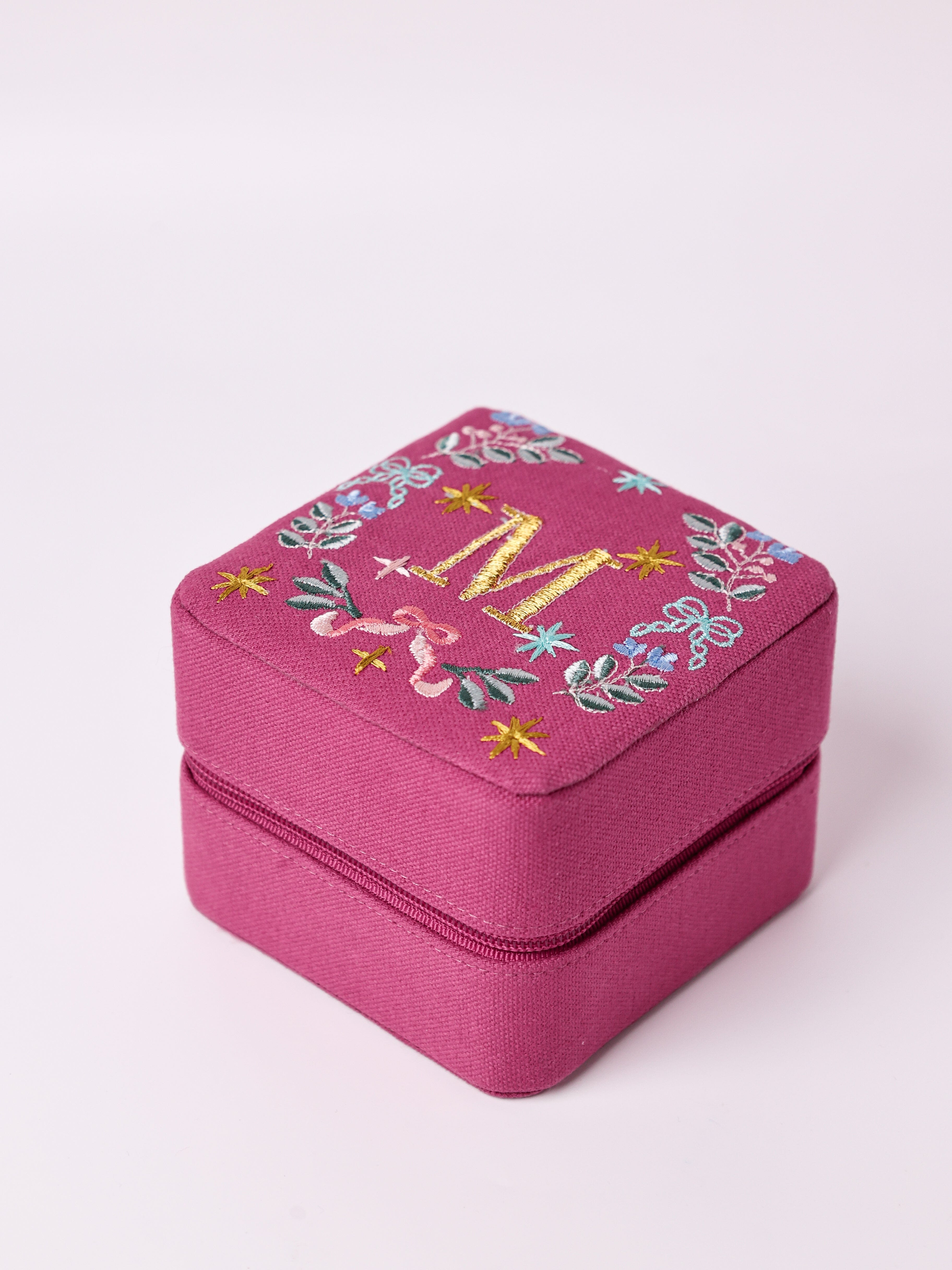 Monogram M - Secret Garden Embroidered Monogram Mini Jewellery Box | The Wishing Chair