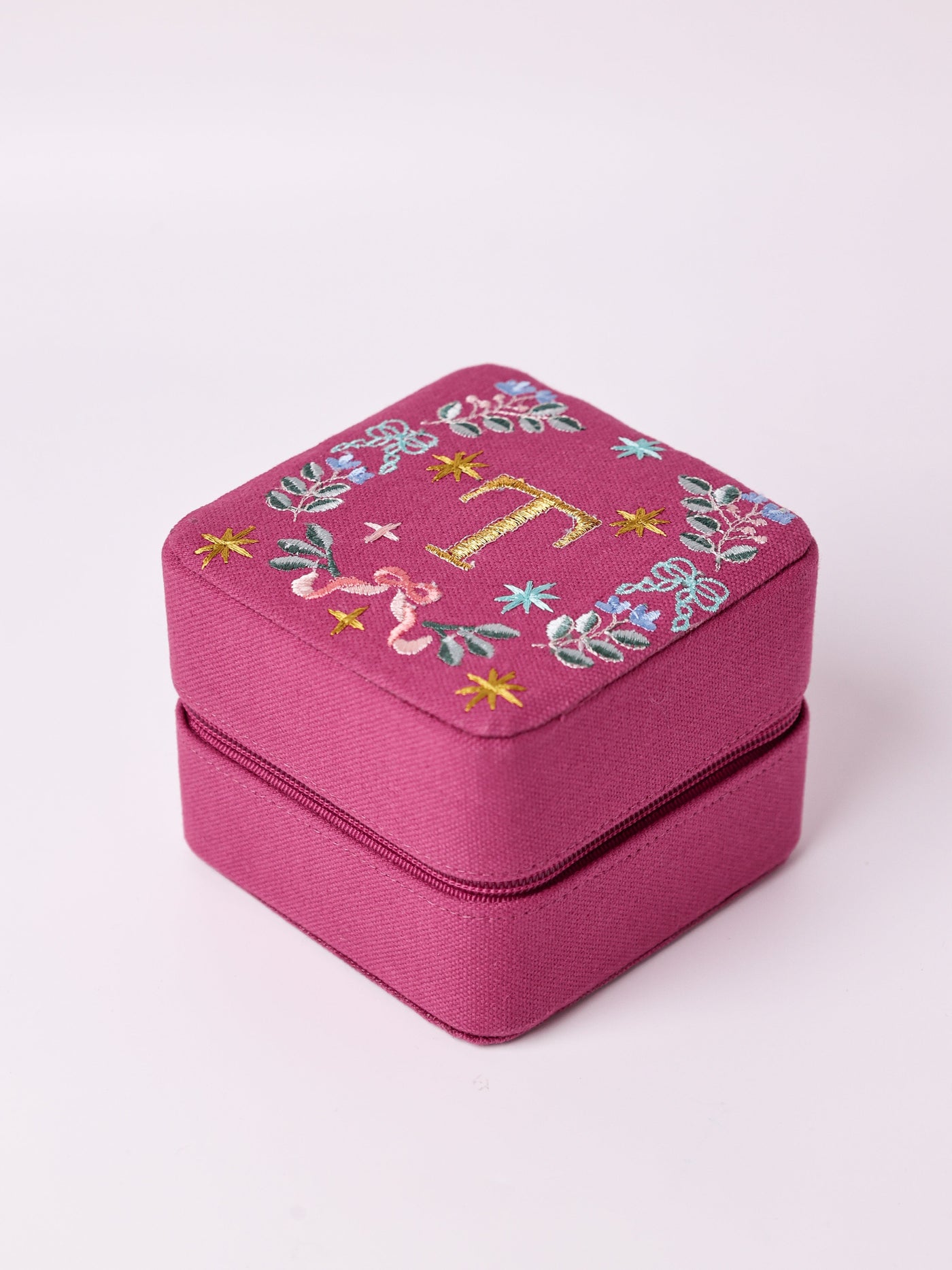 18659-T Secret Garden Embroidered Monogram Mini Jewellery Box