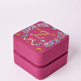 18659-Z Secret Garden Embroidered Monogram Mini Jewellery Box