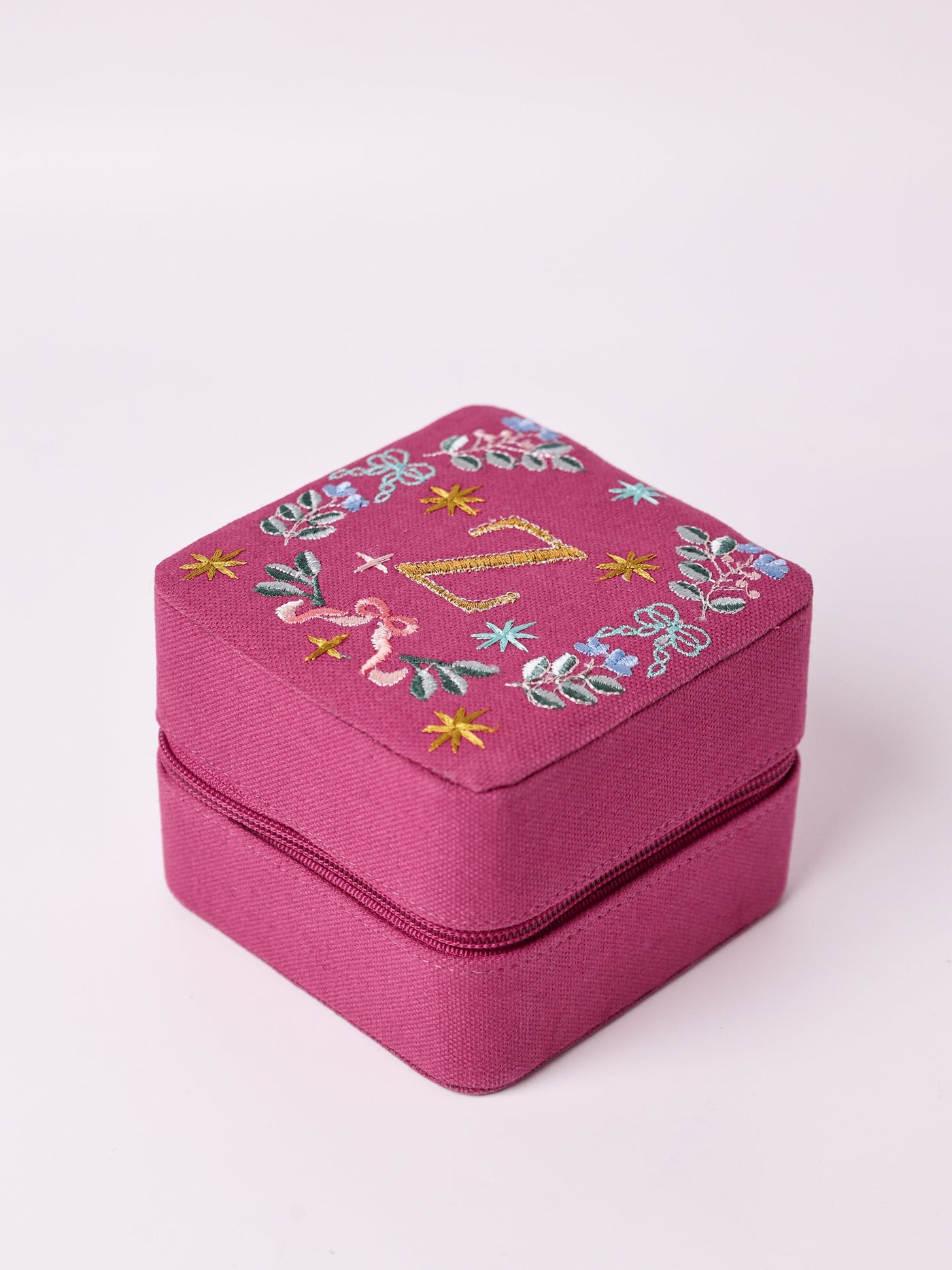 18659-Z Secret Garden Embroidered Monogram Mini Jewellery Box
