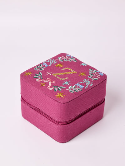 18659-Z Secret Garden Embroidered Monogram Mini Jewellery Box