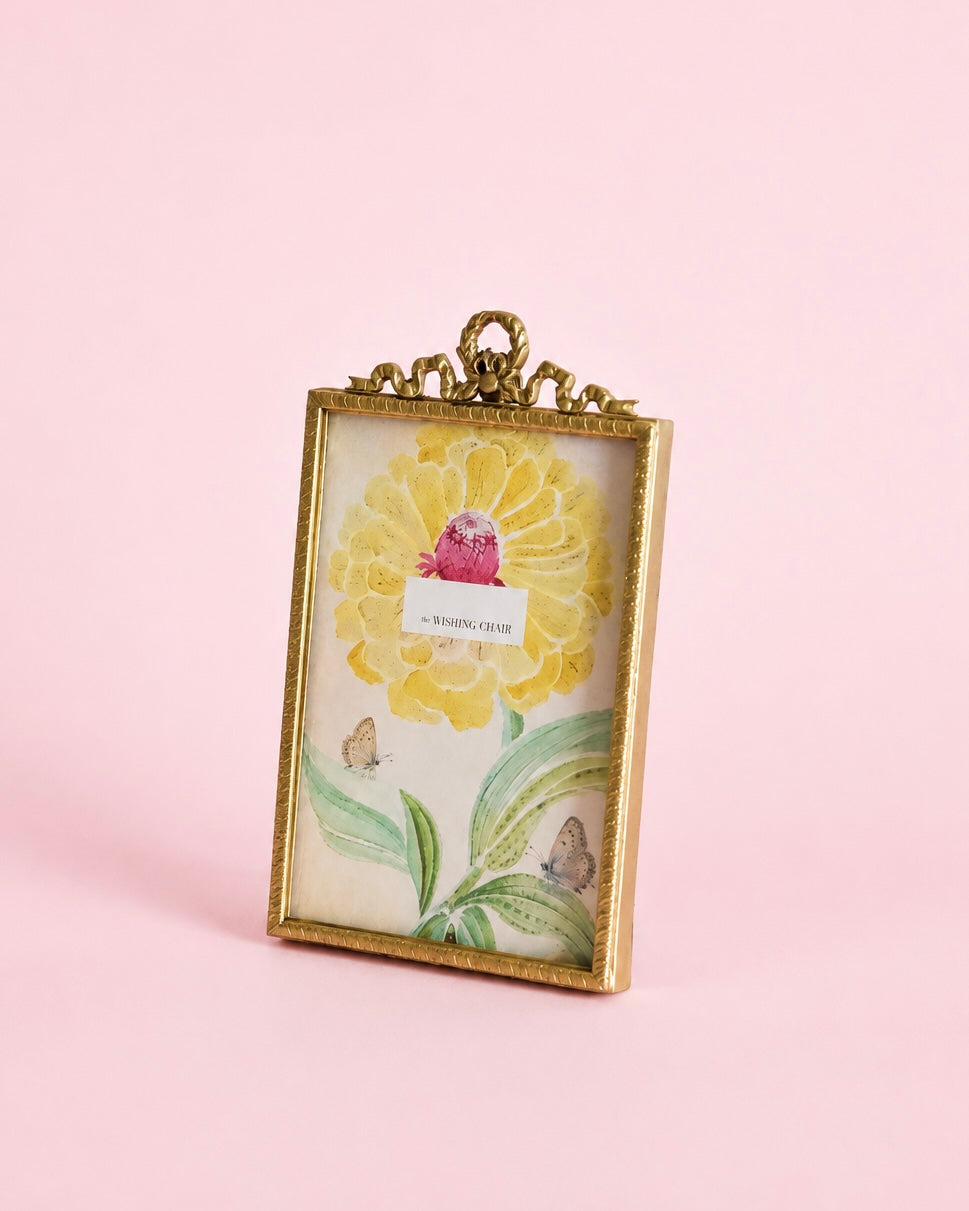 Vintage Ribbon Metal Brass Photo Frame - 4 X 6 inch