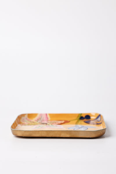 Bloom Room Metal Square Platter - Yellow