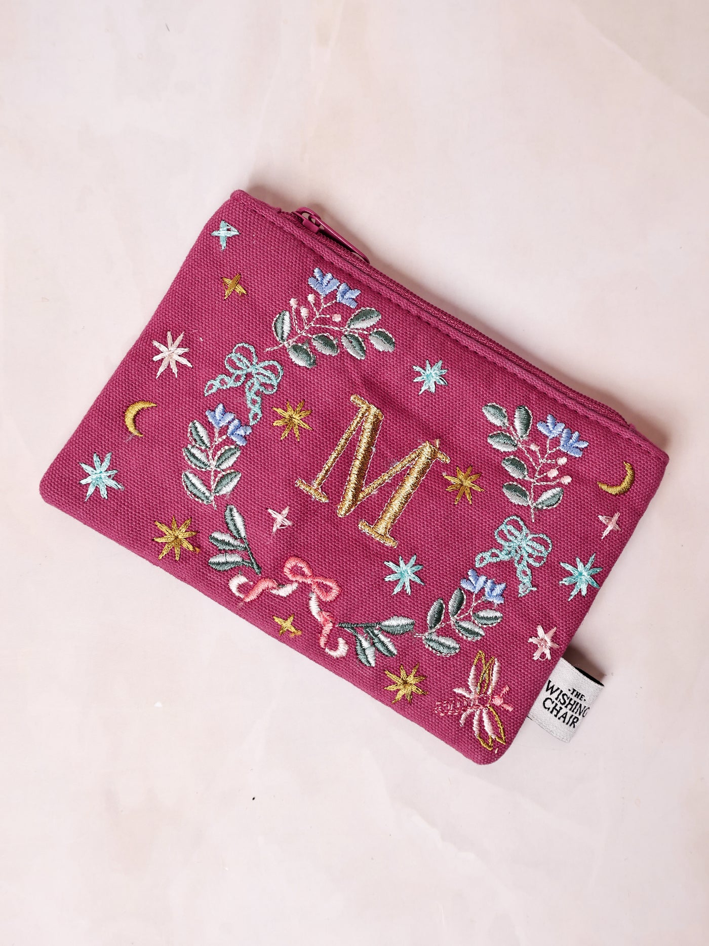 Secret Garden Embroidered Monogram Coin Pouch