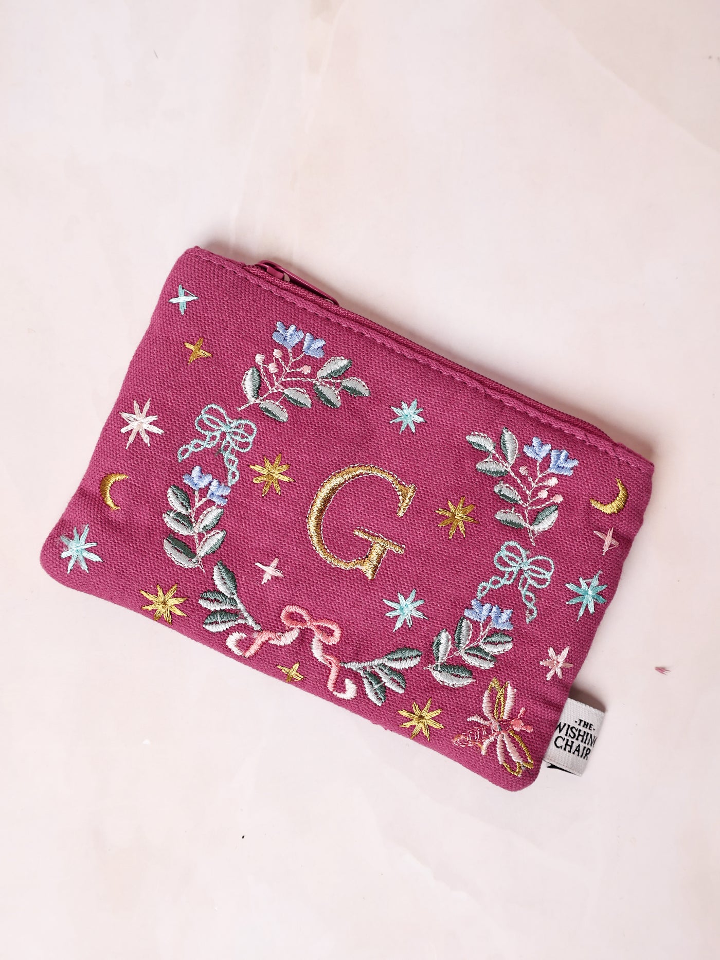 Secret Garden Embroidered Monogram Coin Pouch