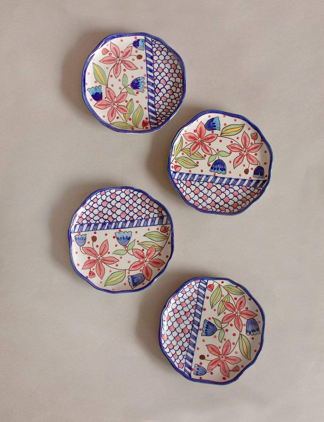 Aiden Hand painted Dessert Plates - Set Of 4 - The Wishing Chair