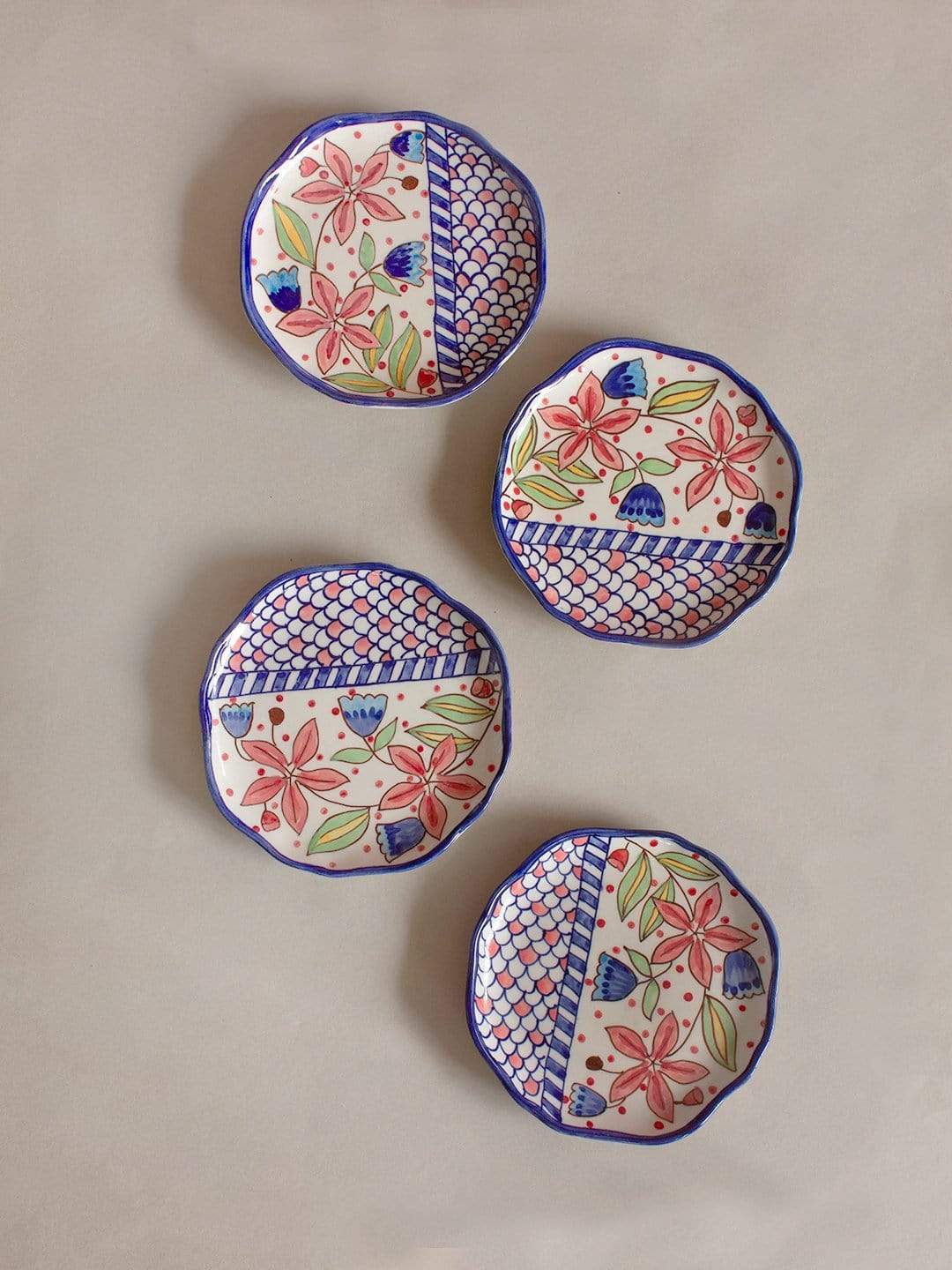 Aiden Hand painted Dessert Plates - Set Of 4 - The Wishing Chair