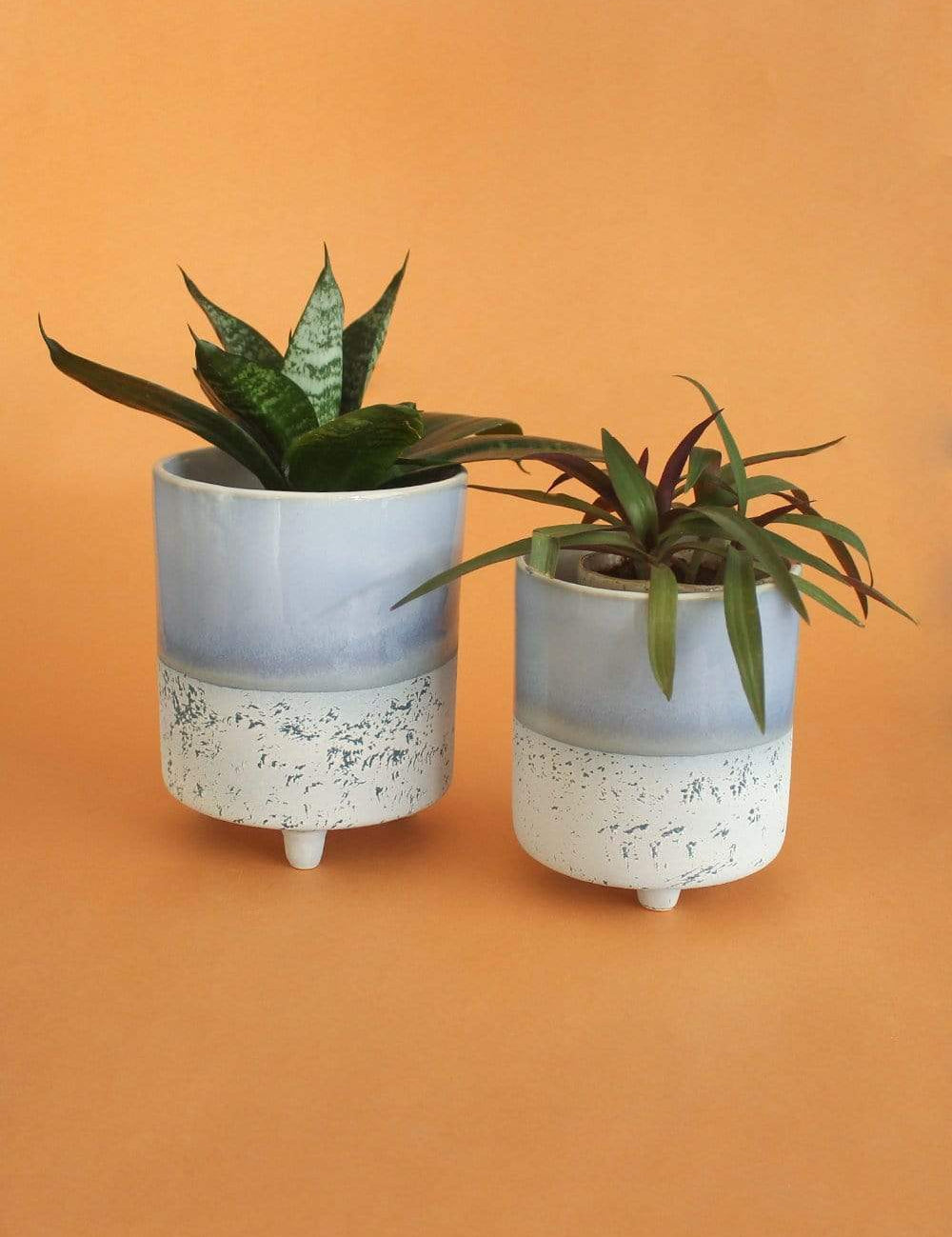 Azure Three Legged Ceramic Planters - Set of 2 - The Wishing Chair