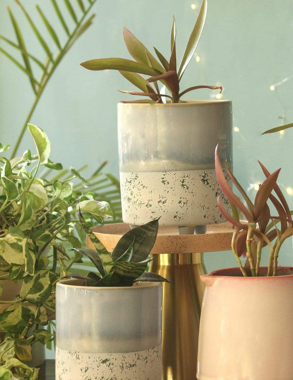 Azure Three Legged Ceramic Planters - Set of 2 - The Wishing Chair