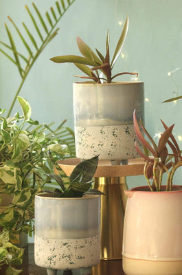 Azure Three Legged Ceramic Planters - Set of 2 - The Wishing Chair
