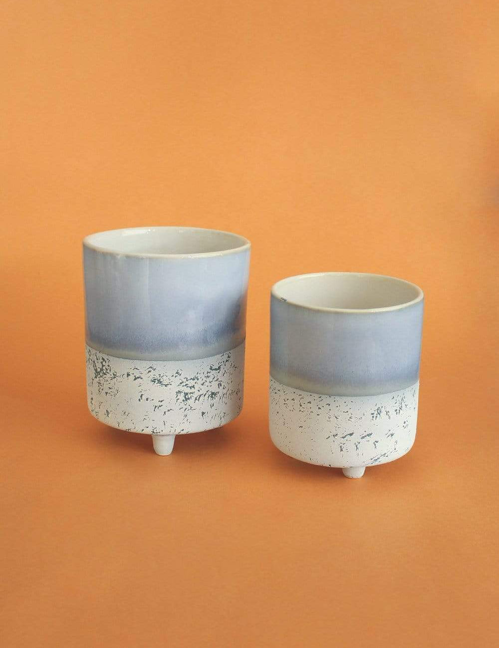 Azure Three Legged Ceramic Planters - Set of 2 - The Wishing Chair