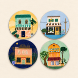 High Street Metal Coasters - Set of 4