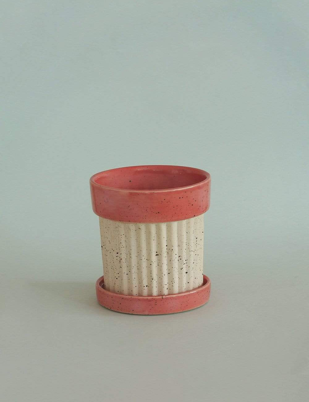 Crinkle Pop Ceramic Planter with Plate - The Wishing Chair