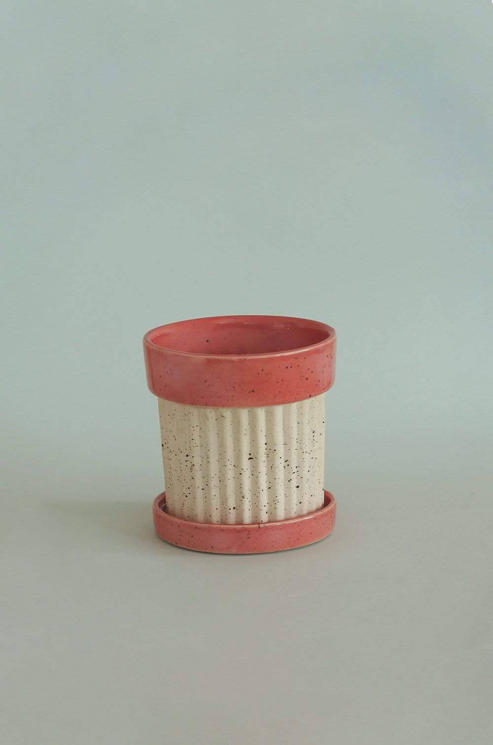 Crinkle Pop Ceramic Planter with Plate - The Wishing Chair