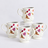 Sweet Pea Blossom Ceramic Mugs - Set of 4