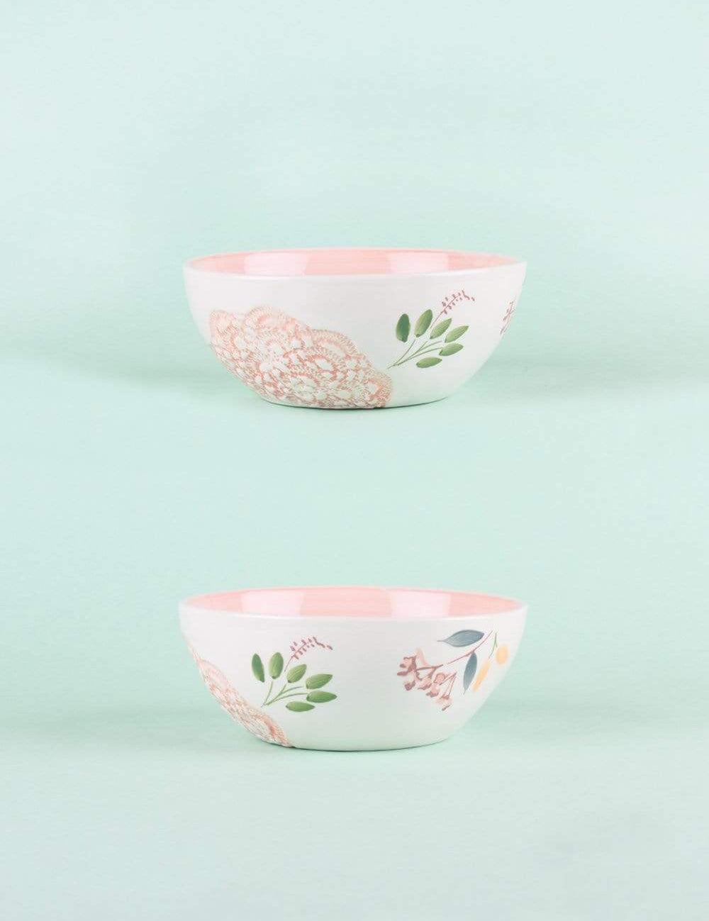Floral Lace Handpainted Bowl - Set of 2 - The Wishing Chair