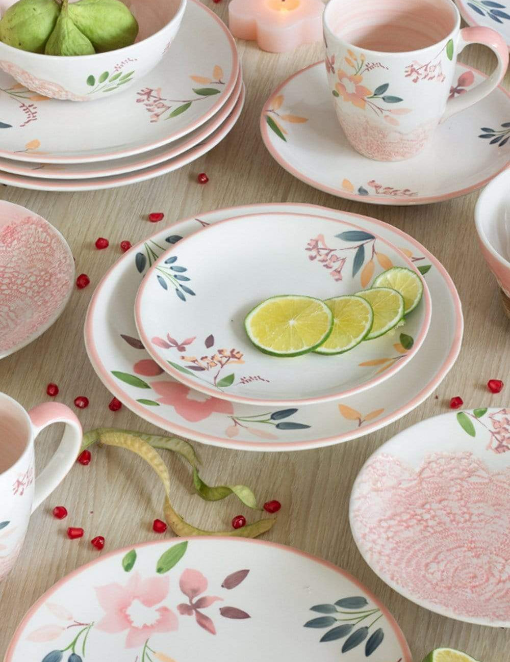 Floral Lace Handpainted Dessert Plate- Set of 4 - 6 inches - The Wishing Chair
