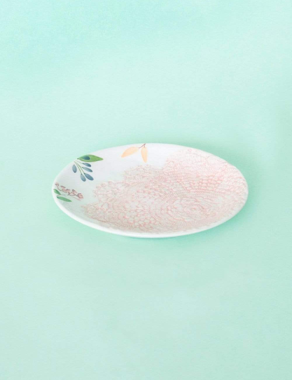Floral Lace Handpainted Dessert Plate- Set of 4 - 6 inches - The Wishing Chair