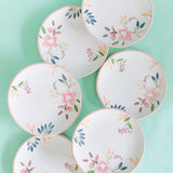 Floral Lace Handpainted Dinner Plates- Set of 6 - 8 inches - The Wishing Chair