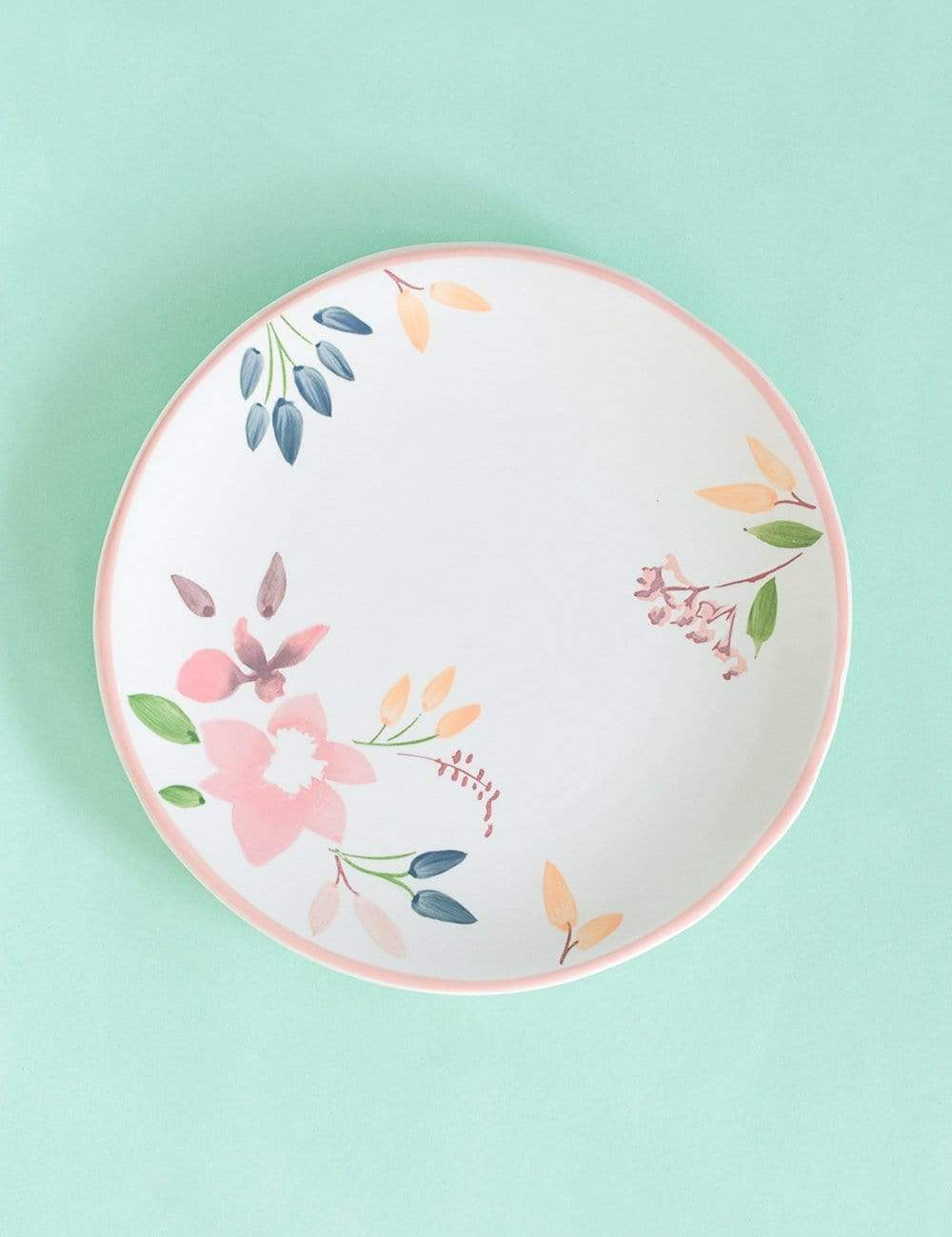 Floral Lace Handpainted Dinner Plates- Set of 6 - 8 inches - The Wishing Chair