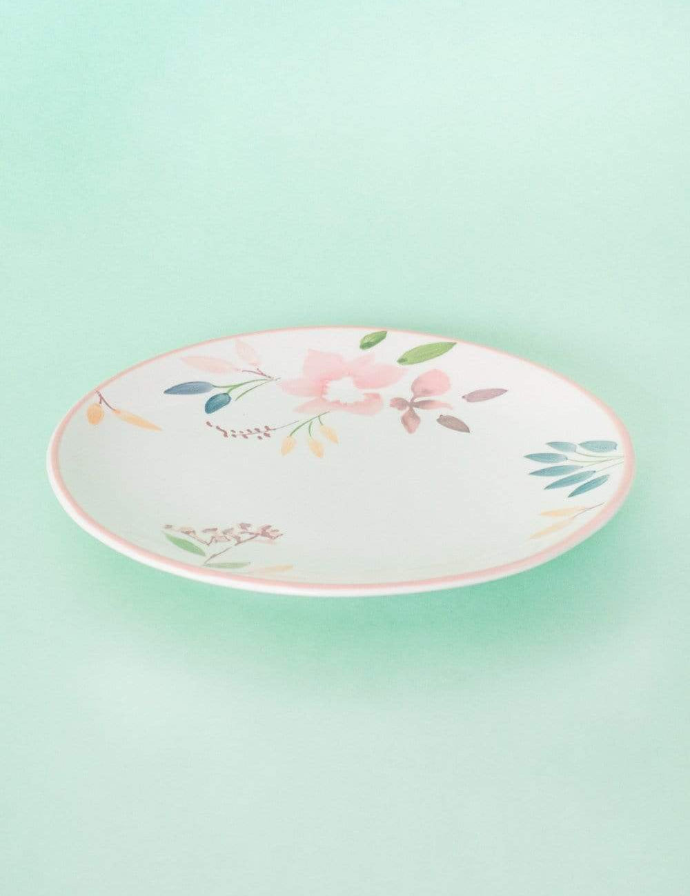 Floral Lace Handpainted Dinner Plates- Set of 6 - 8 inches - The Wishing Chair