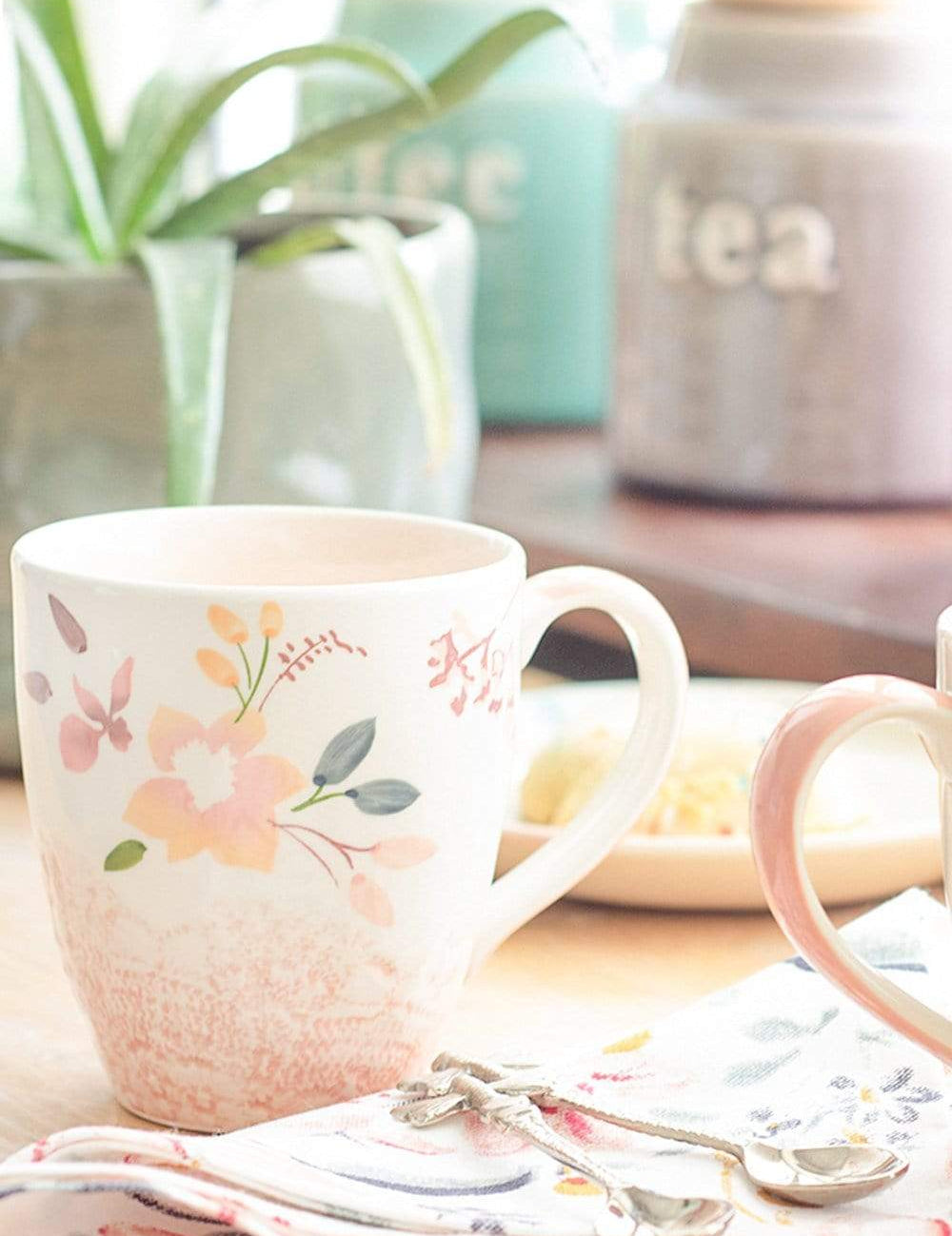 Floral Lace Handpainted Mug - Set of 2 - The Wishing Chair