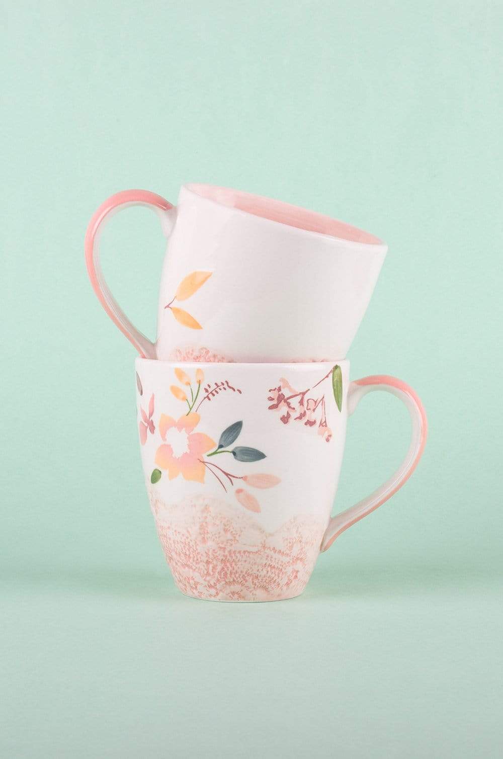 Floral Lace Handpainted Mug - Set of 2 - The Wishing Chair