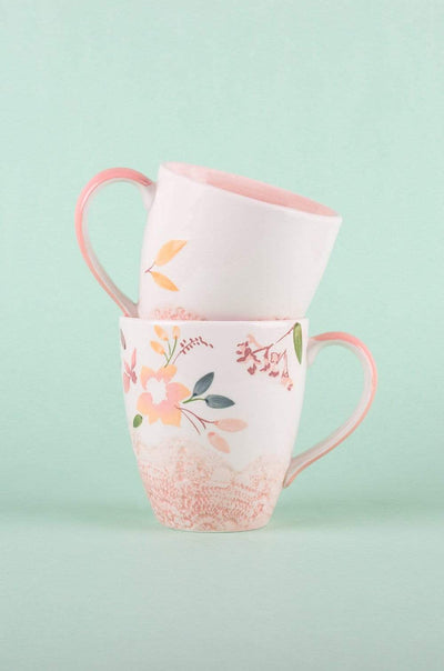 Floral Lace Handpainted Mug - Set of 2 - The Wishing Chair
